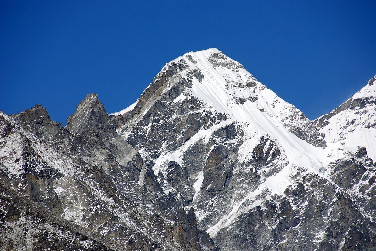 02 Ice Tooth Close Up Just After Leaving Shingdip On Trek To Shishapangma Advanced Base Camp Ice Tooth (6200m) close up looking up valley just after leaving Shingdip.